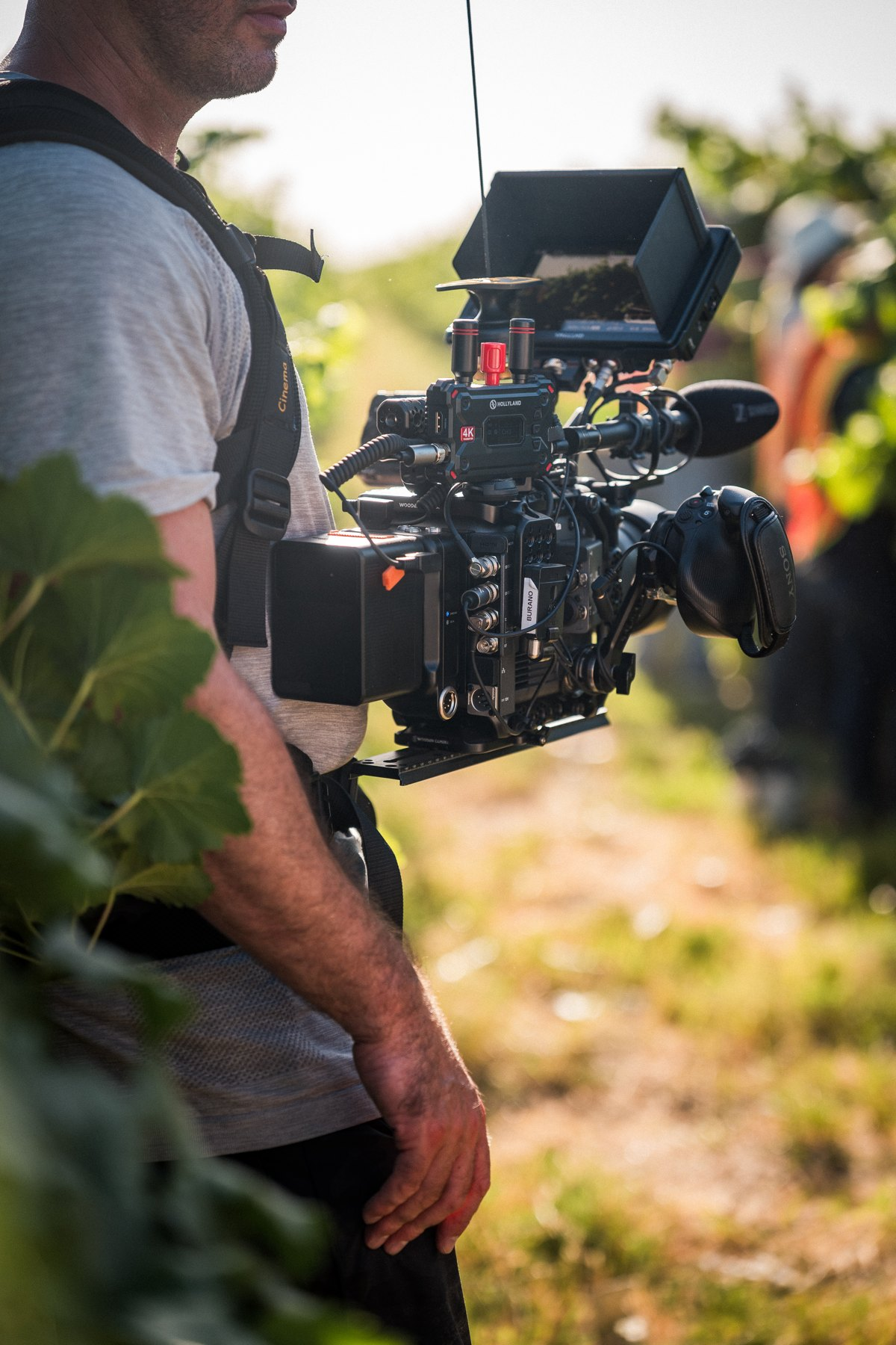 BURANO rig with wireless video transmitter and camera support
