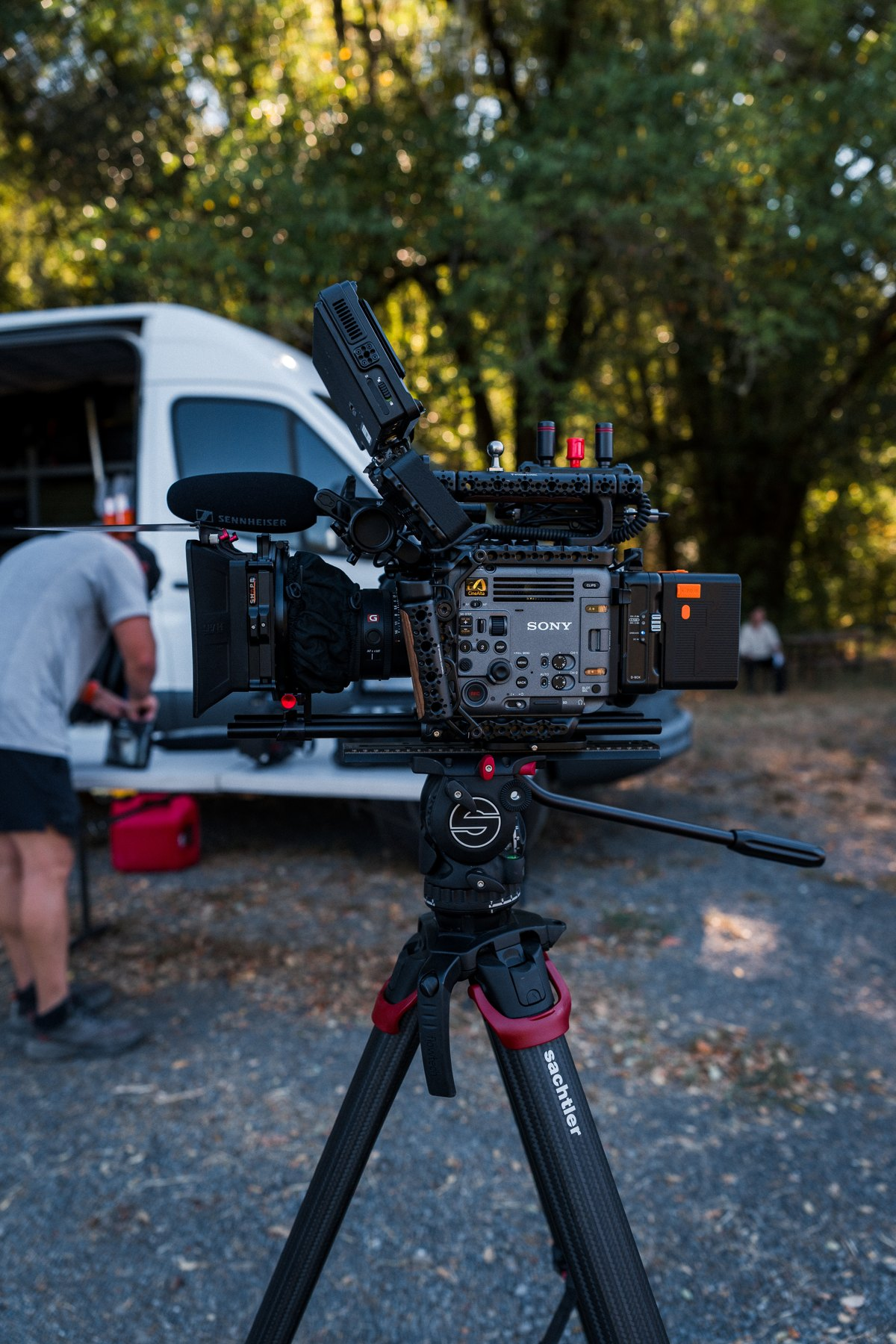 BURANO cinema camera on a fluid-head tripod